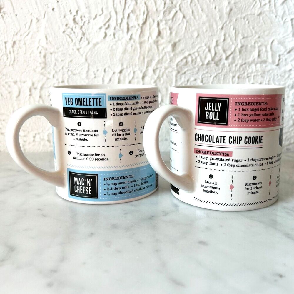 Fred Grub Mugs Set of 2 Sweet & Salty Microwave Recipes Breakfast Lunch Treats